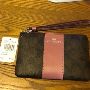 Coach corner zip wristlet brown azalea